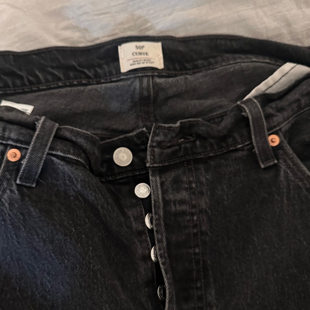 Levi's 501 Curve Washed Black Straight Leg Jeans